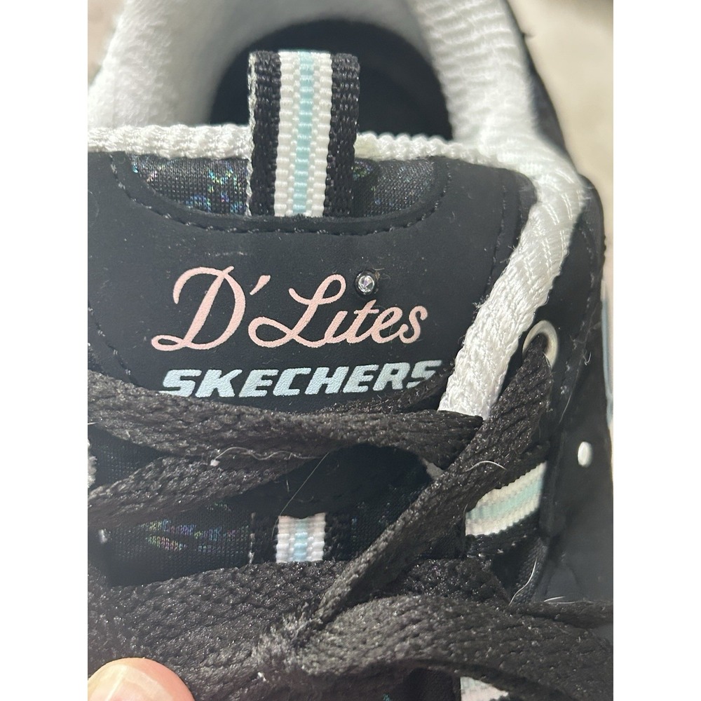 Skechers D Lites Lace Up Comfort Shoes Sneakers Women Size 8 Black Pink White - Picture 9 of 11